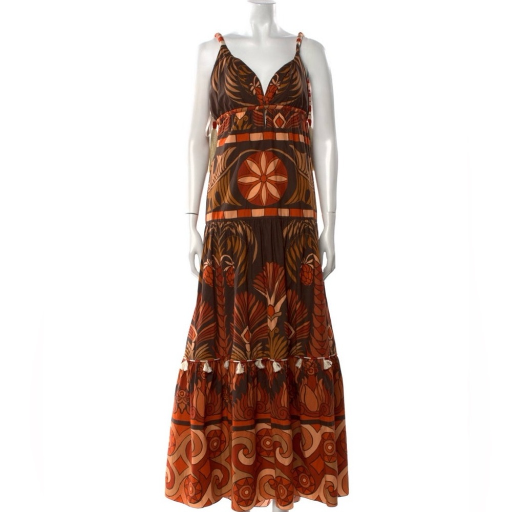 Johanna Ortiz Brown and Orange Maxi Dress